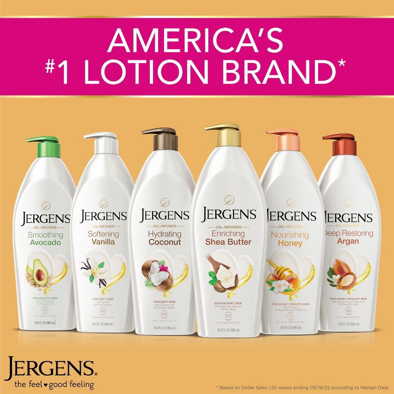 slide 7 of 8, Jergens Enriching Shea Butter Lotion for Body and Hands with 24-Hour Moisture – 28.2 fl oz, 28.2 fl oz