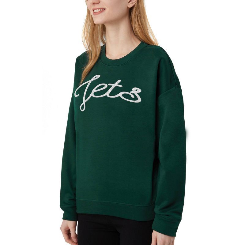 slide 3 of 3, NFL New York Jets Women's Long Sleeve Crew Neck Fleece - S, 1 ct