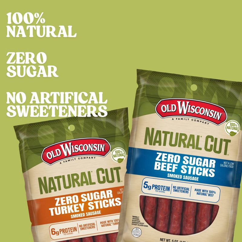 slide 2 of 3, Old Wisconsin Natural Cut Beef Meat Sticks - 5oz, 5 oz