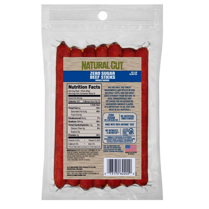 slide 3 of 3, Old Wisconsin Natural Cut Beef Meat Sticks - 5oz, 5 oz