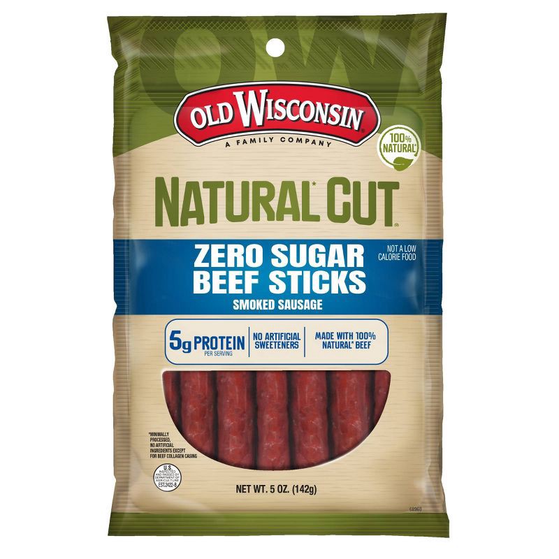 slide 1 of 3, Old Wisconsin Natural Cut Beef Meat Sticks - 5oz, 5 oz