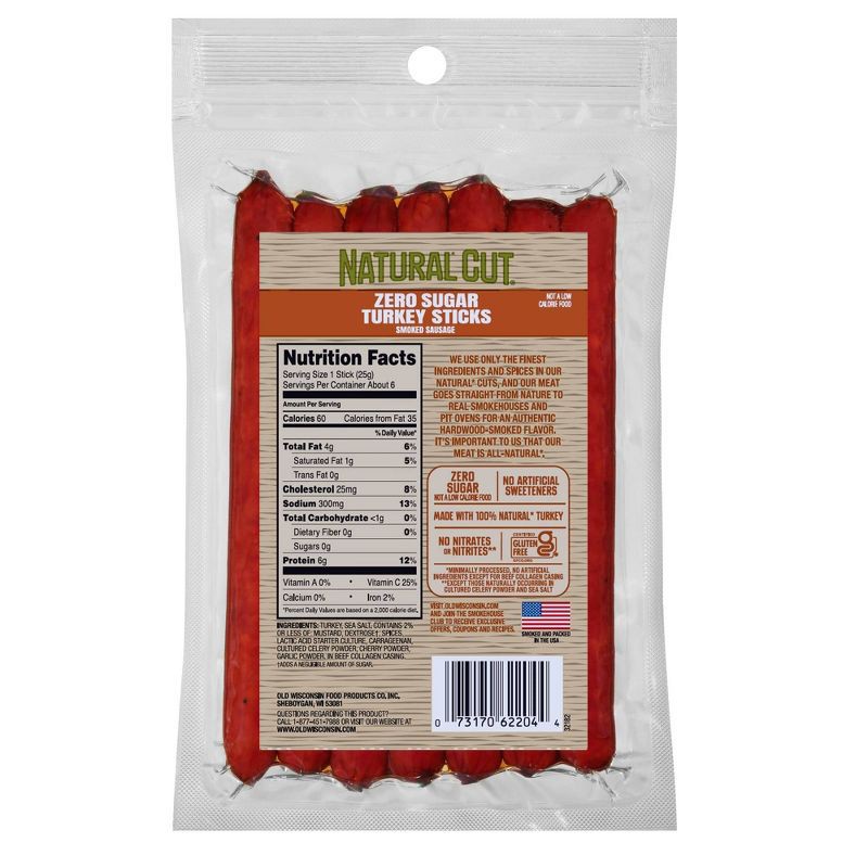 slide 2 of 3, Old Wisconsin Natural Cut Meat Turkey Sticks - 5oz, 5 oz