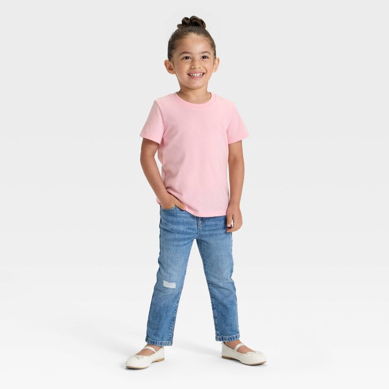 slide 2 of 3, Toddler Girls' Short Sleeve Solid T-Shirt - Cat & Jack™ Pink 4T, 1 ct