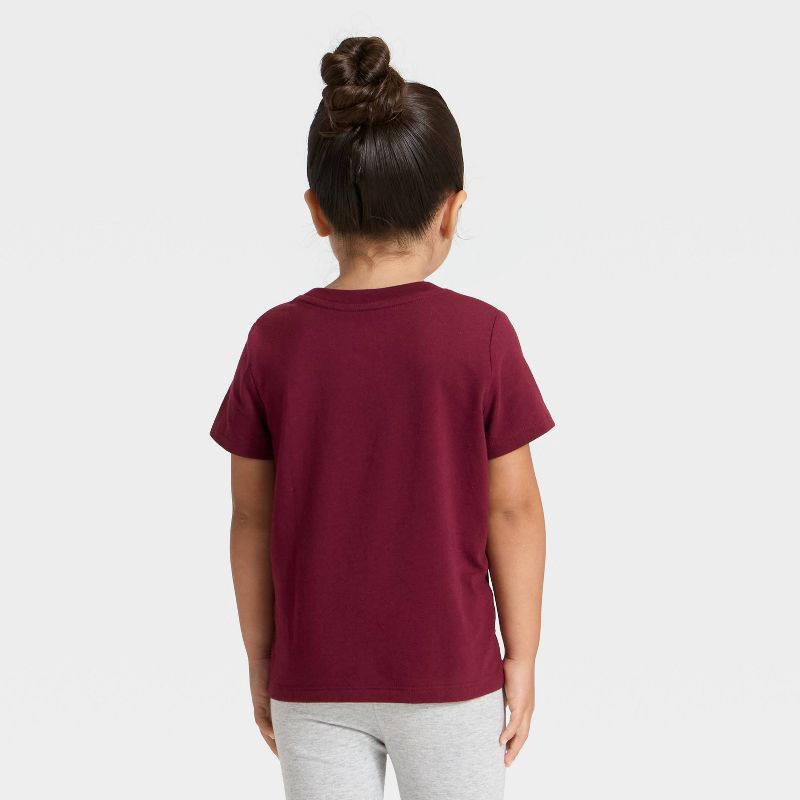 slide 3 of 3, Toddler Girls' Short Sleeve Solid T-Shirt - Cat & Jack™ Burgundy 3T, 1 ct