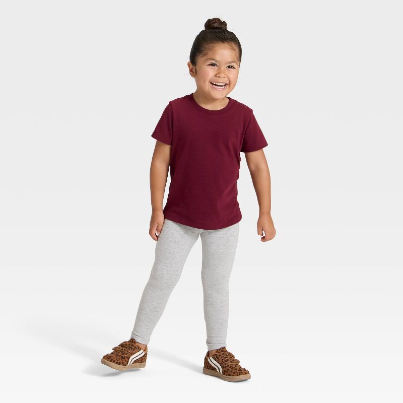 slide 2 of 3, Toddler Girls' Short Sleeve Solid T-Shirt - Cat & Jack™ Burgundy 4T, 1 ct