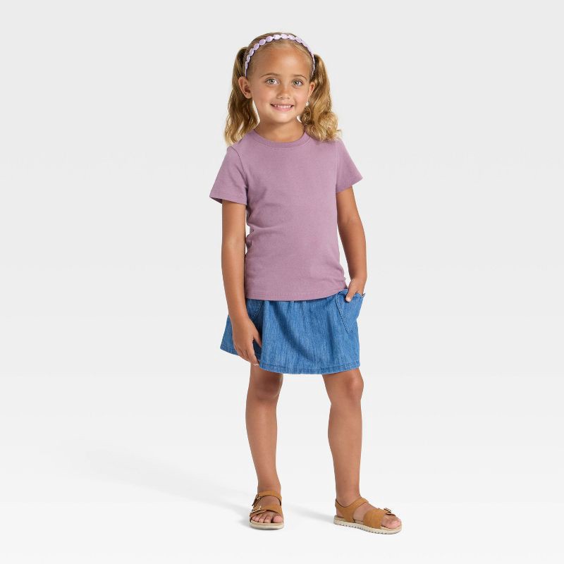 slide 2 of 3, Toddler Girls' Short Sleeve Solid T-Shirt - Cat & Jack™ Purple 4T, 1 ct