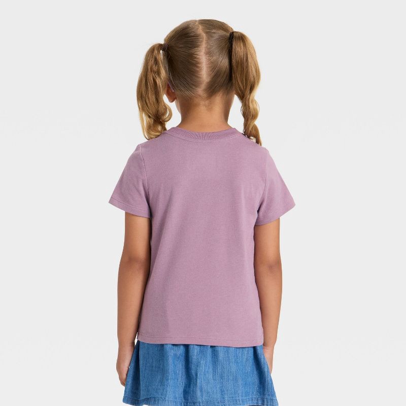slide 3 of 3, Toddler Girls' Short Sleeve Solid T-Shirt - Cat & Jack™ Purple 5T, 1 ct