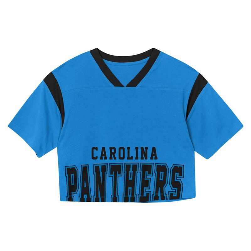 slide 2 of 3, NFL Carolina Panthers Women's Short Sleeve Fashion Crop Jersey - XL, 1 ct