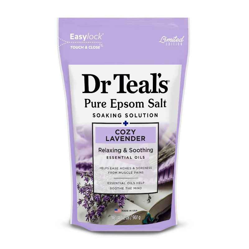 slide 1 of 5, Dr Teal's Epsom Salt Bath Soaks - Cozy Lavendar - 2lbs, 2 lb