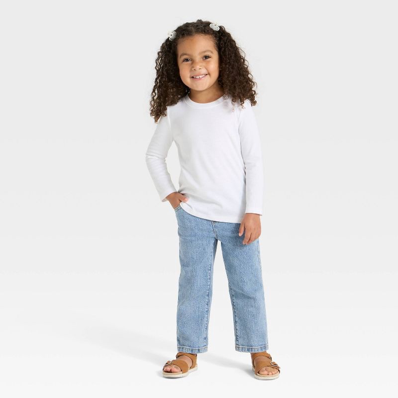 slide 3 of 3, Toddler Girls' Long Sleeve Solid T-Shirt - Cat & Jack™ White 18M, 1 ct