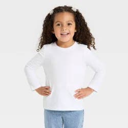 Toddler Girls' Long Sleeve Solid T-Shirt - Cat & Jack™ White 2T