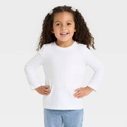 Toddler Girls' Long Sleeve Solid T-Shirt - Cat & Jack™ White 3T