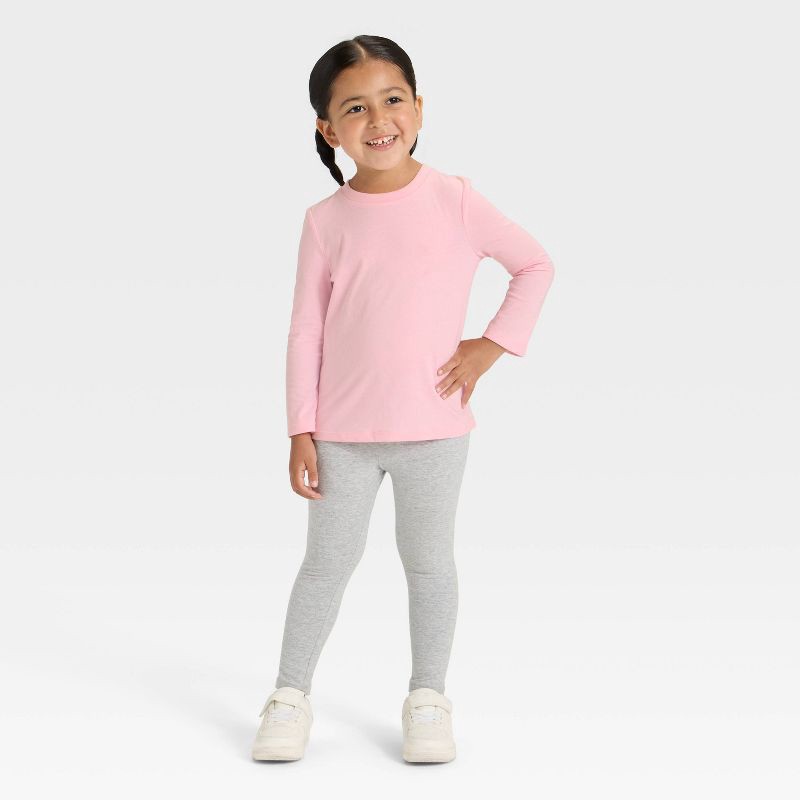 slide 3 of 3, Toddler Girls' Long Sleeve Solid T-Shirt - Cat & Jack™ Pink 2T, 1 ct