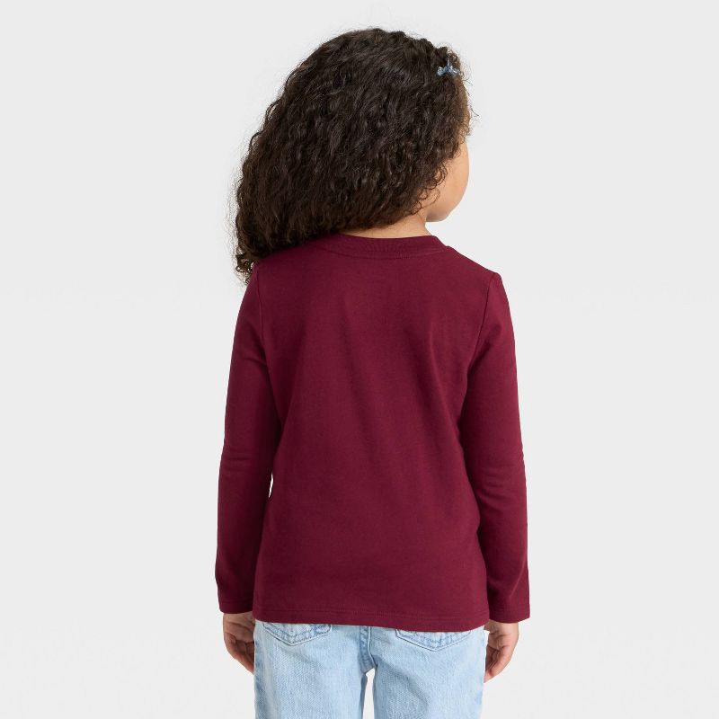 slide 2 of 3, Toddler Girls' Long Sleeve Solid T-Shirt - Cat & Jack™ Burgundy 4T, 1 ct