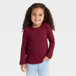 Toddler Girls' Long Sleeve Solid T-Shirt - Cat & Jack™ Burgundy 4T
