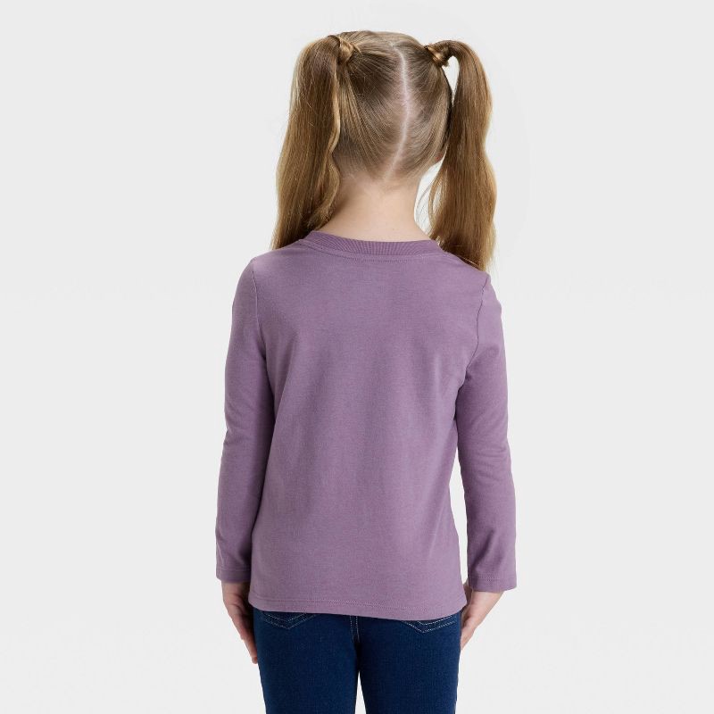 slide 2 of 3, Toddler Girls' Long Sleeve Solid T-Shirt - Cat & Jack™ Plum Purple 12M, 1 ct