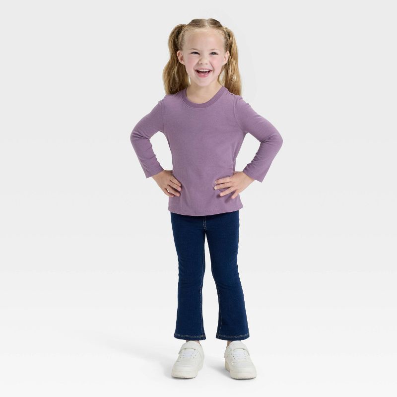 slide 3 of 3, Toddler Girls' Long Sleeve Solid T-Shirt - Cat & Jack™ Plum Purple 4T, 1 ct