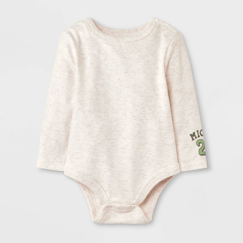 slide 3 of 5, Mickey Mouse & Friends Baby Boys' 2pc Disney Mickey Mouse Long Sleeve Bodysuit & Overalls Set - Green 3-6M, 2 ct