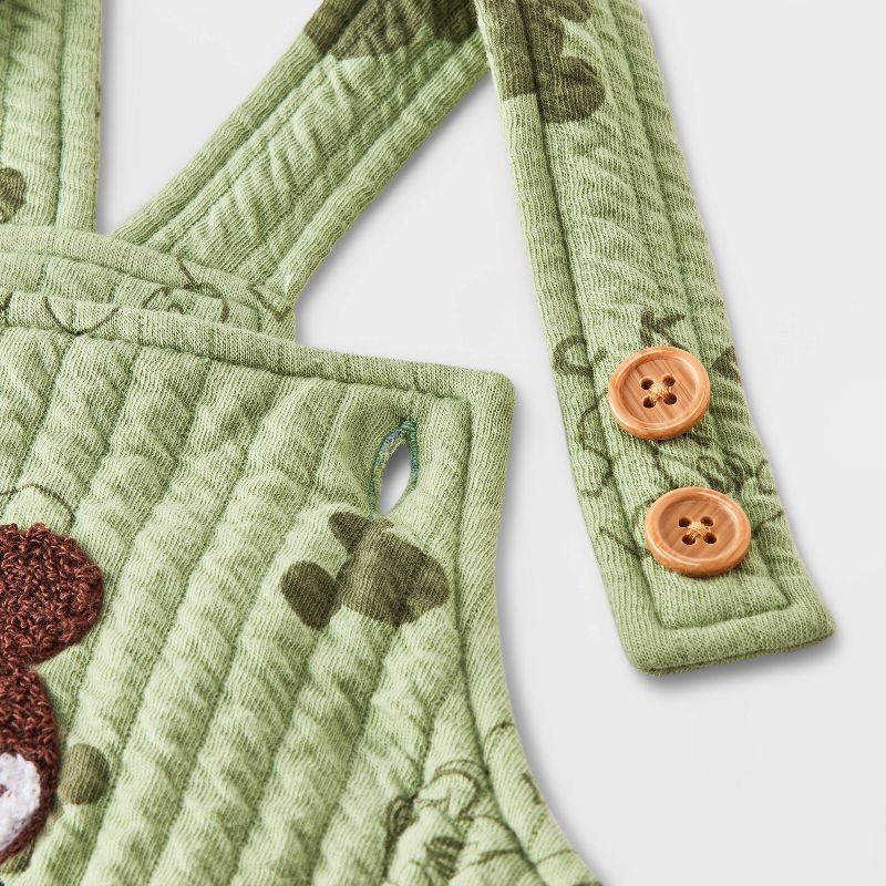 slide 4 of 5, Mickey Mouse & Friends Baby Boys' 2pc Disney Mickey Mouse Long Sleeve Bodysuit & Overalls Set - Green 3-6M, 2 ct