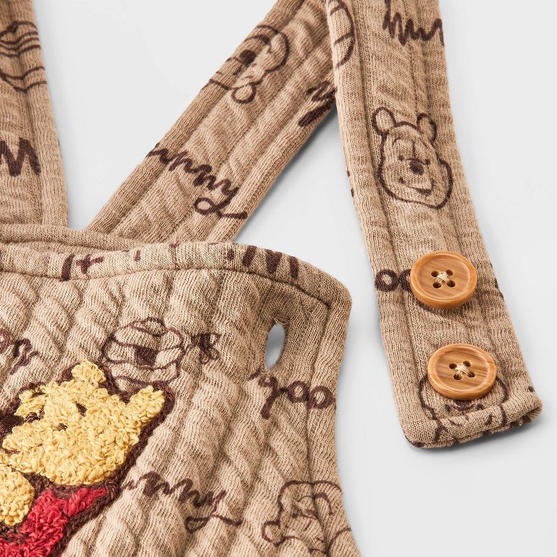 slide 4 of 5, Baby 2pc Disney Winnie The Pooh Long Sleeve Bodysuit & Overalls Set - Tan 6-9M, 2 ct