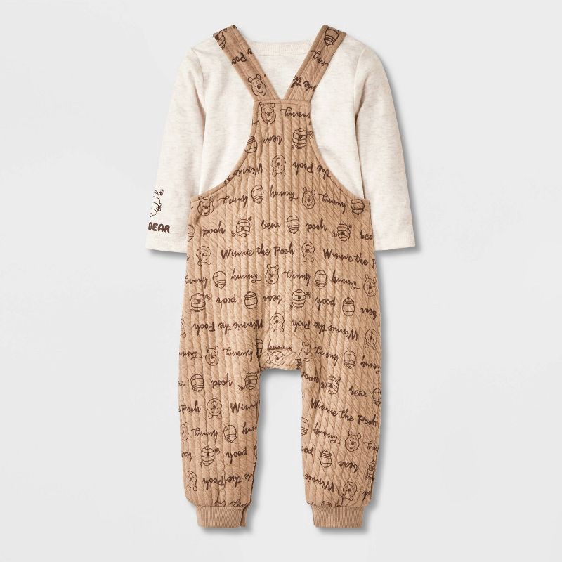 slide 2 of 5, Baby 2pc Disney Winnie The Pooh Long Sleeve Bodysuit & Overalls Set - Tan 18M, 2 ct