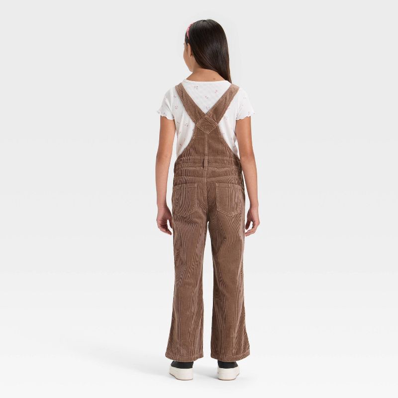 slide 2 of 3, Girls' Wide Leg Corduroy Overalls Set - Cat & Jack™ Brown M, 1 ct