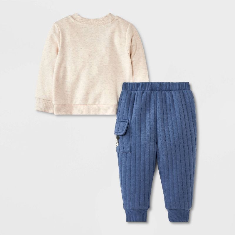 slide 2 of 4, Baby Boys' 2pc Disney Mickey Mouse Pullover & Bottom Set - Gray 0-3M, 2 ct