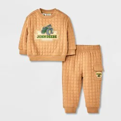 Baby Boys' 2pc John Deere Tractors Pullover & Bottom Set - Orange 3-6M