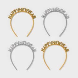 4ct New Year's Eve Headbands Silver/Gold - Spritz™