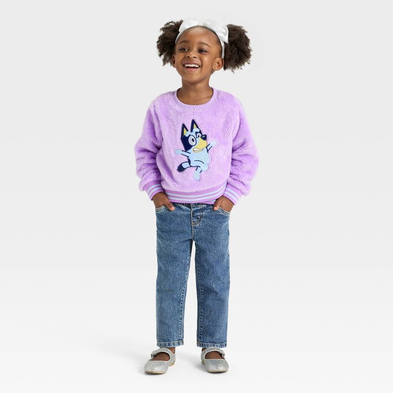 slide 3 of 3, Toddler Girls' Bluey Woobie Pullover Sweatshirt - Purple 3T, 1 ct
