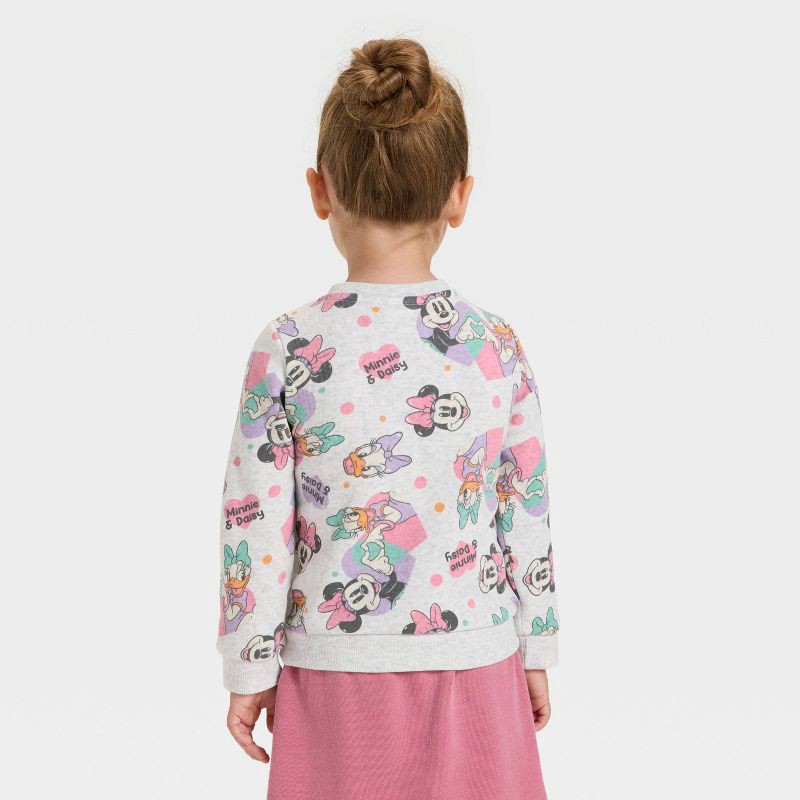 slide 2 of 3, Toddler Girls' Disney Minnie Mouse Daisy Duck Fleece Sweatshirt - Heather Gray 4T, 1 ct