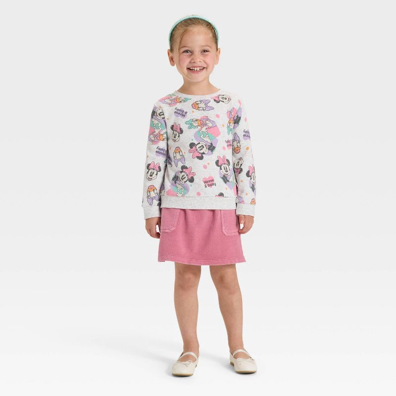 slide 3 of 3, Toddler Girls' Disney Minnie Mouse Daisy Duck Fleece Sweatshirt - Heather Gray 4T, 1 ct