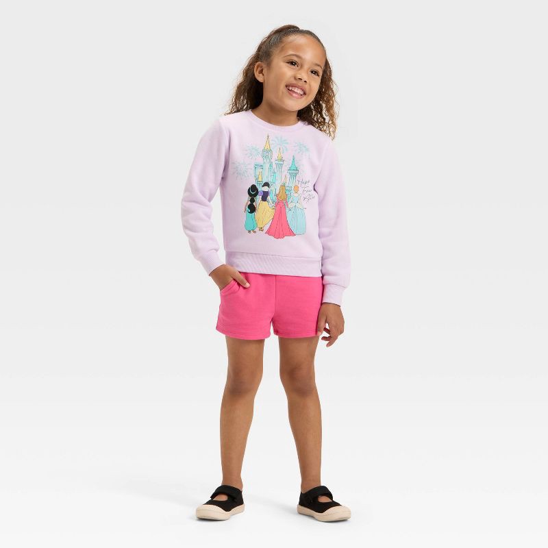 slide 4 of 4, Toddler Girls' Disney Princess Castle Fleece Sweatshirt - Purple 4T, 1 ct