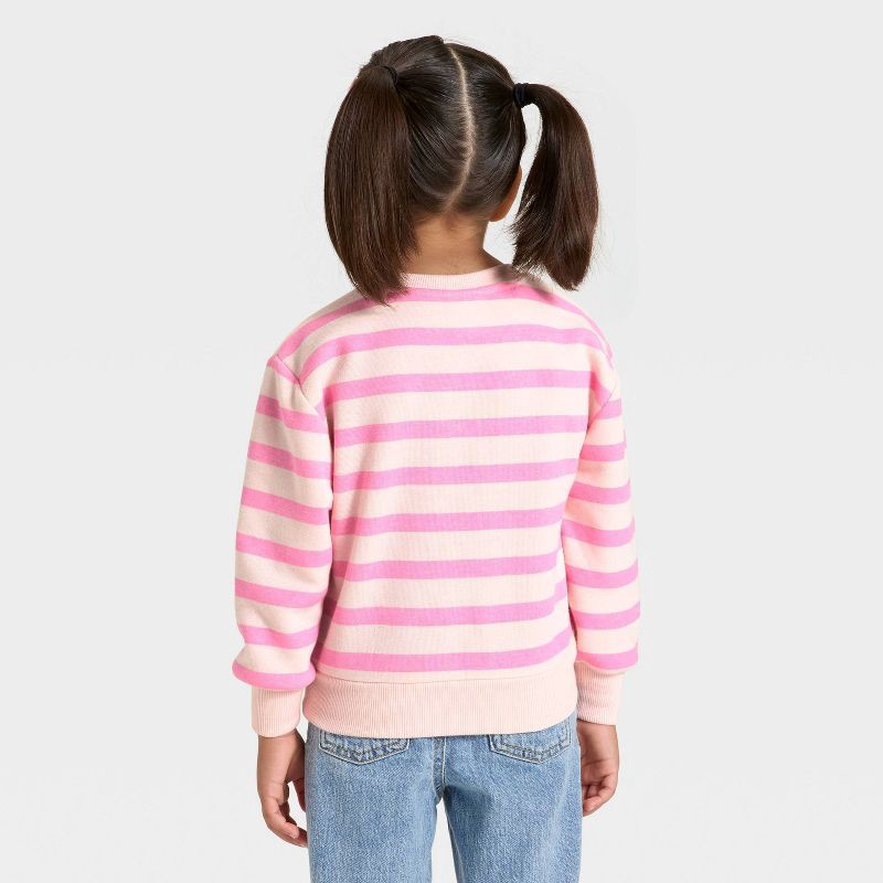slide 3 of 4, Toddler Girls' Bluey Striped Fleece Sweatshirt - Coral Pink 12M, 1 ct
