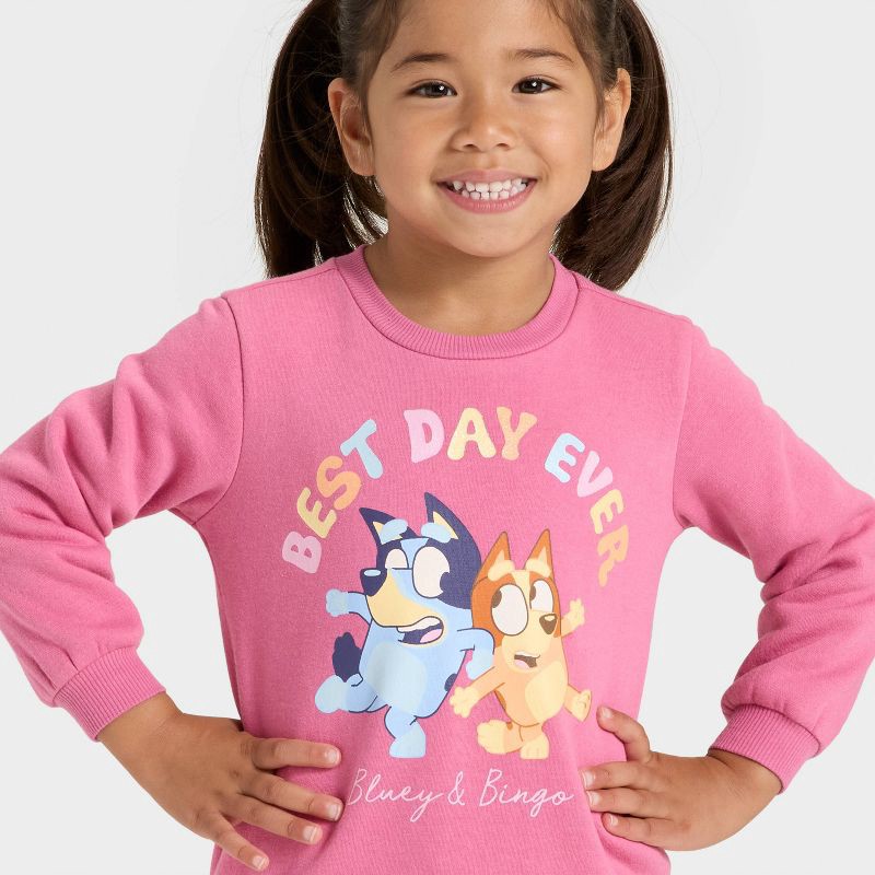 slide 2 of 4, Toddler Girls' Bluey Bingo "Best Day Ever" Fleece Sweatshirt - Pink 5T, 1 ct