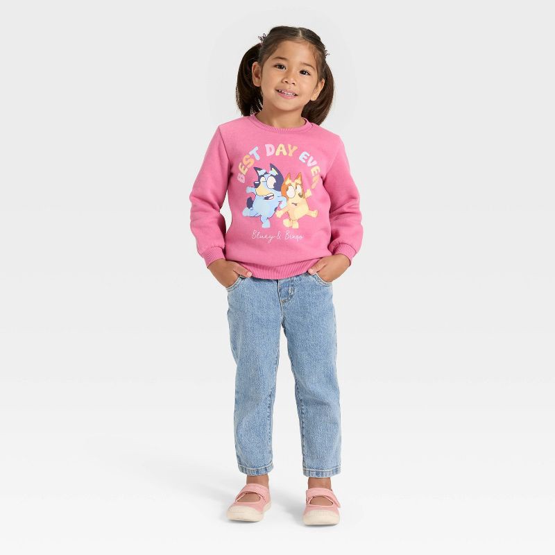 slide 4 of 4, Toddler Girls' Bluey Bingo "Best Day Ever" Fleece Sweatshirt - Pink 5T, 1 ct