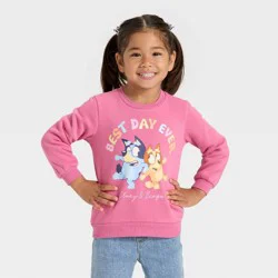Toddler Girls' Bluey Bingo "Best Day Ever" Fleece Sweatshirt - Pink 5T