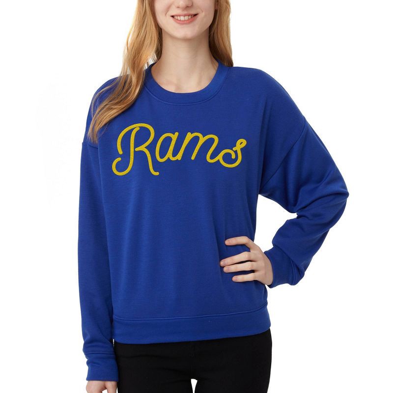 slide 1 of 3, NFL Los Angeles Rams Women's Long Sleeve Crew Neck Fleece - M, 1 ct