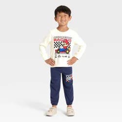 Toddler Boys' 2pc Nintendo Mario Kart Fleece Pullover and Bottom Set - Blue/Ivory 5T