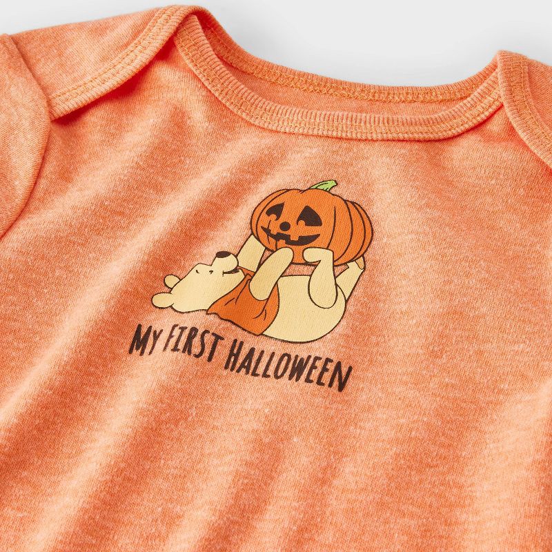 slide 4 of 5, Baby 2pc Disney Winnie The Pooh Pumpkin My First Halloween Long Sleeve Bodysuit & Bottom Set - Orange 6-9M, 2 ct