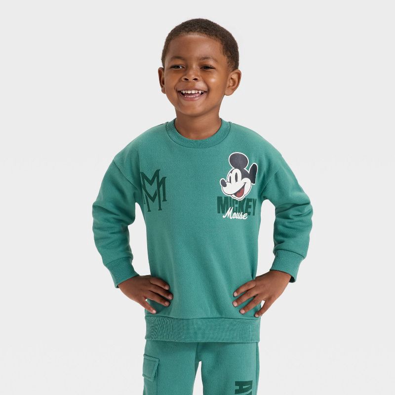 slide 3 of 4, Toddler Boys' 2pc Disney Mickey Mouse Fleece Pullover and Bottom Set - Green 2T, 2 ct