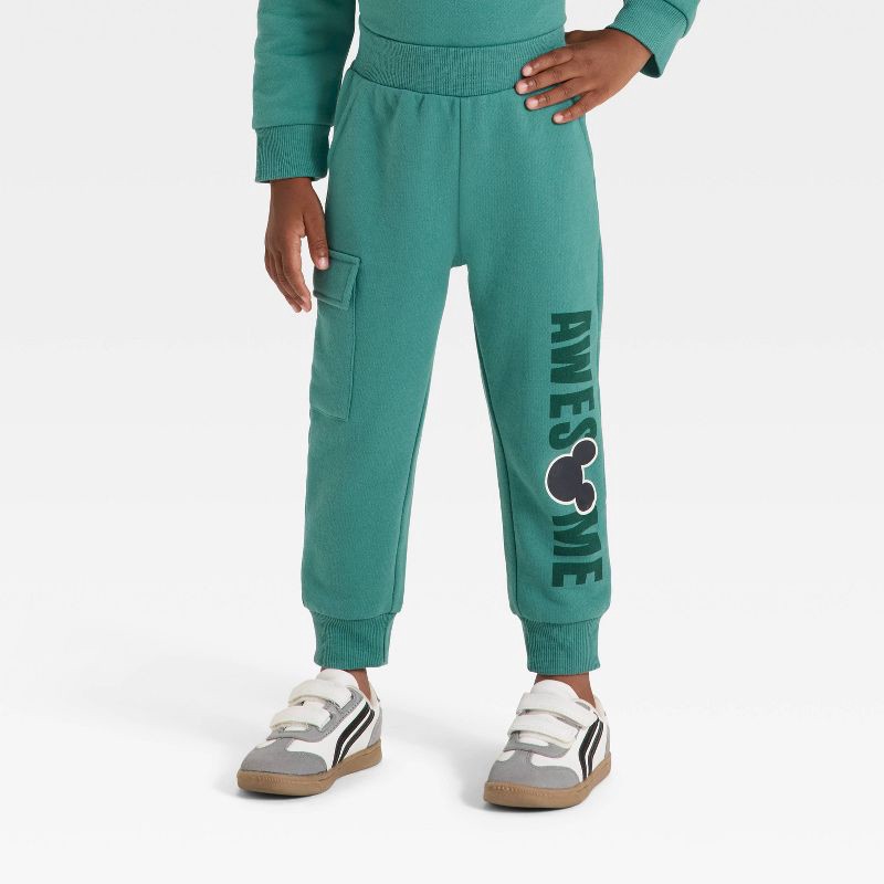 slide 4 of 4, Toddler Boys' 2pc Disney Mickey Mouse Fleece Pullover and Bottom Set - Green 2T, 2 ct