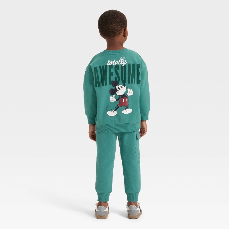 slide 2 of 4, Toddler Boys' 2pc Disney Mickey Mouse Fleece Pullover and Bottom Set - Green 3T, 2 ct