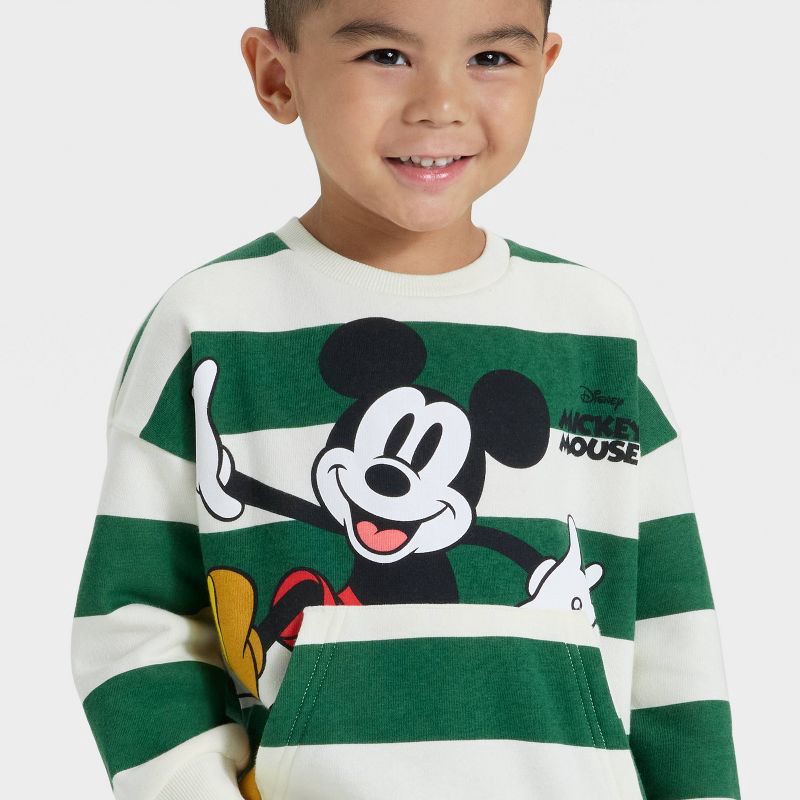 slide 2 of 4, Toddler Boys' Disney Mickey Mouse Striped Fleece Pullover - Green 2T, 1 ct