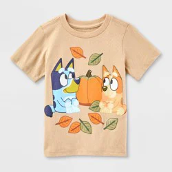 Toddler Bluey Short Sleeve Bingo Fall Pumpkin Halloween T-Shirt - Tan 12M