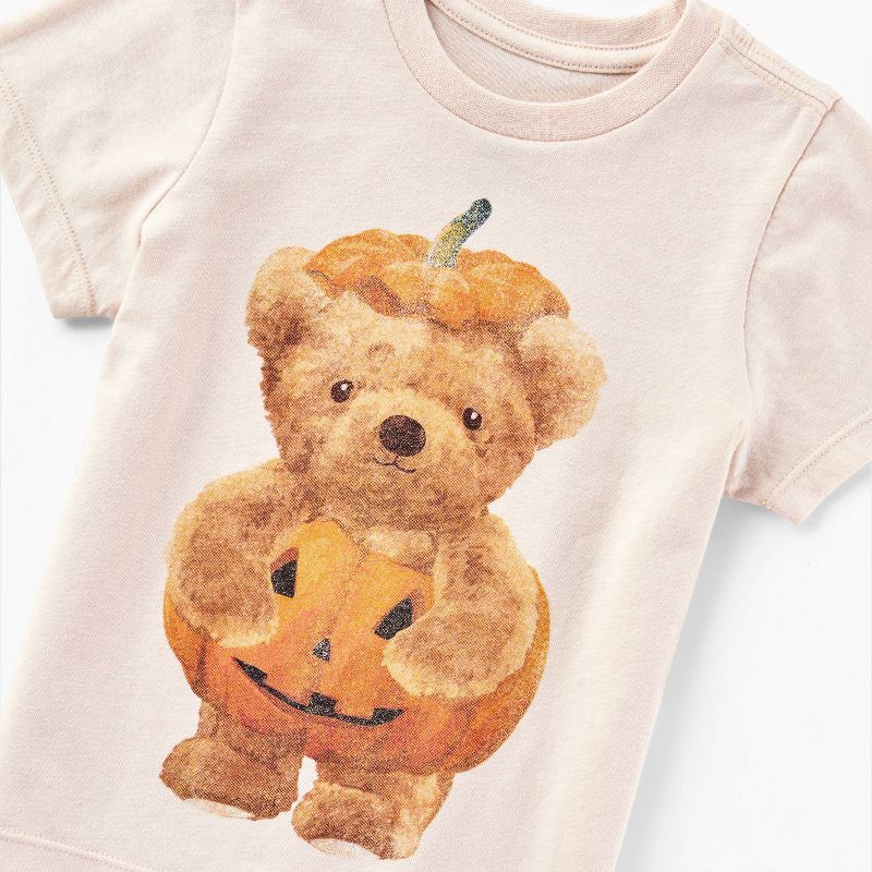 slide 2 of 3, Grayson Mini Toddler Short Sleeve Halloween Teddy Bear Pumpkin T-Shirt - Beige 12M, 1 ct