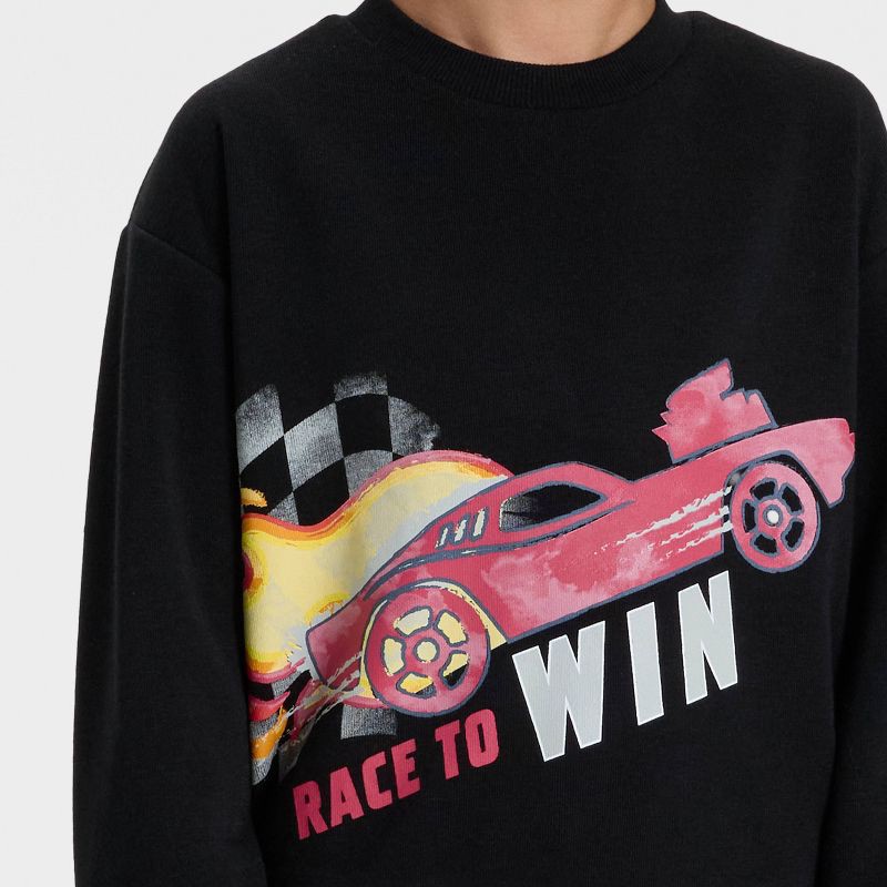 slide 2 of 4, Toddler Boys' Hot Wheels Fleece Sweatshirt - Black 5T, 1 ct