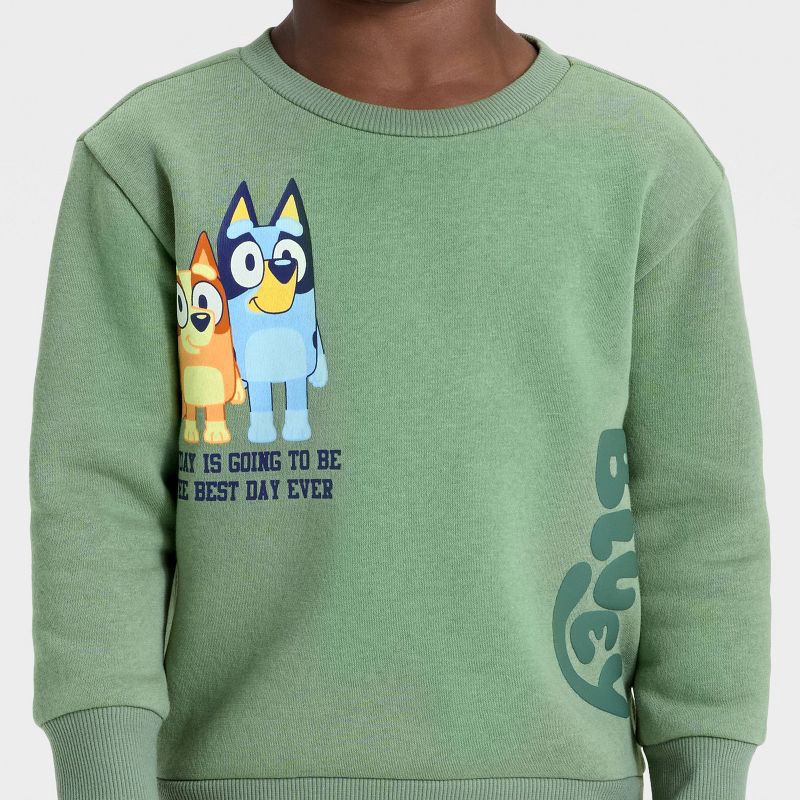 slide 2 of 4, Toddler Boys' Bluey Bingo Fleece Sweatshirt - Green 2T, 1 ct