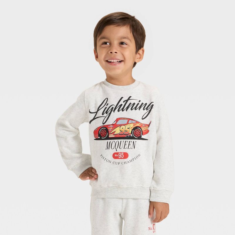 slide 3 of 4, Toddler Boys' 2pc Disney Cars Fleece Pullover and Bottom Set - Oatmeal 4T, 2 ct