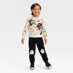 Toddler Boys' 2pc Bluey Halloween Fleece Pullover and Bottom Set - White/Black 18M